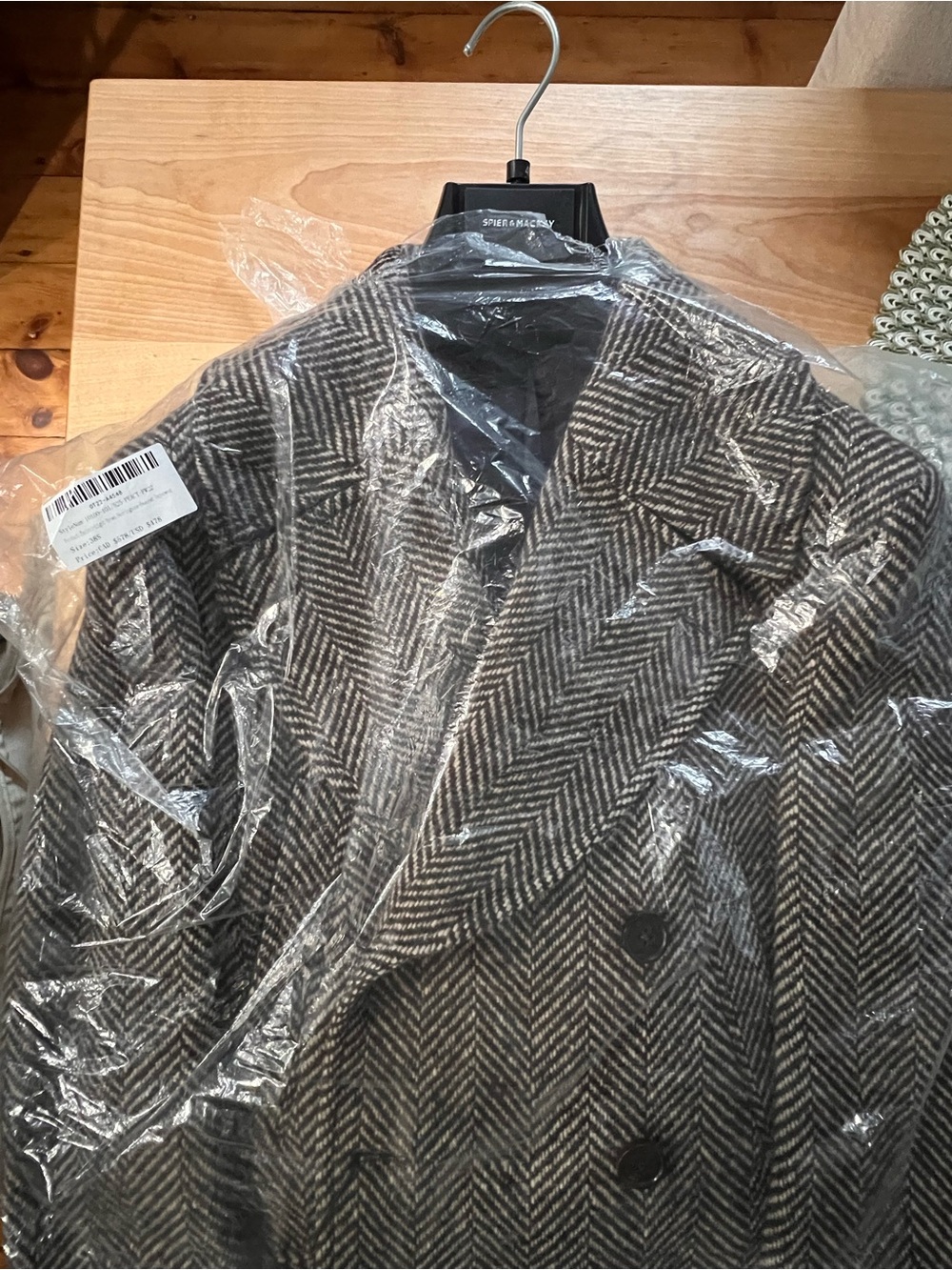 Classic Light brown Herringbone Pea Coat - NEW